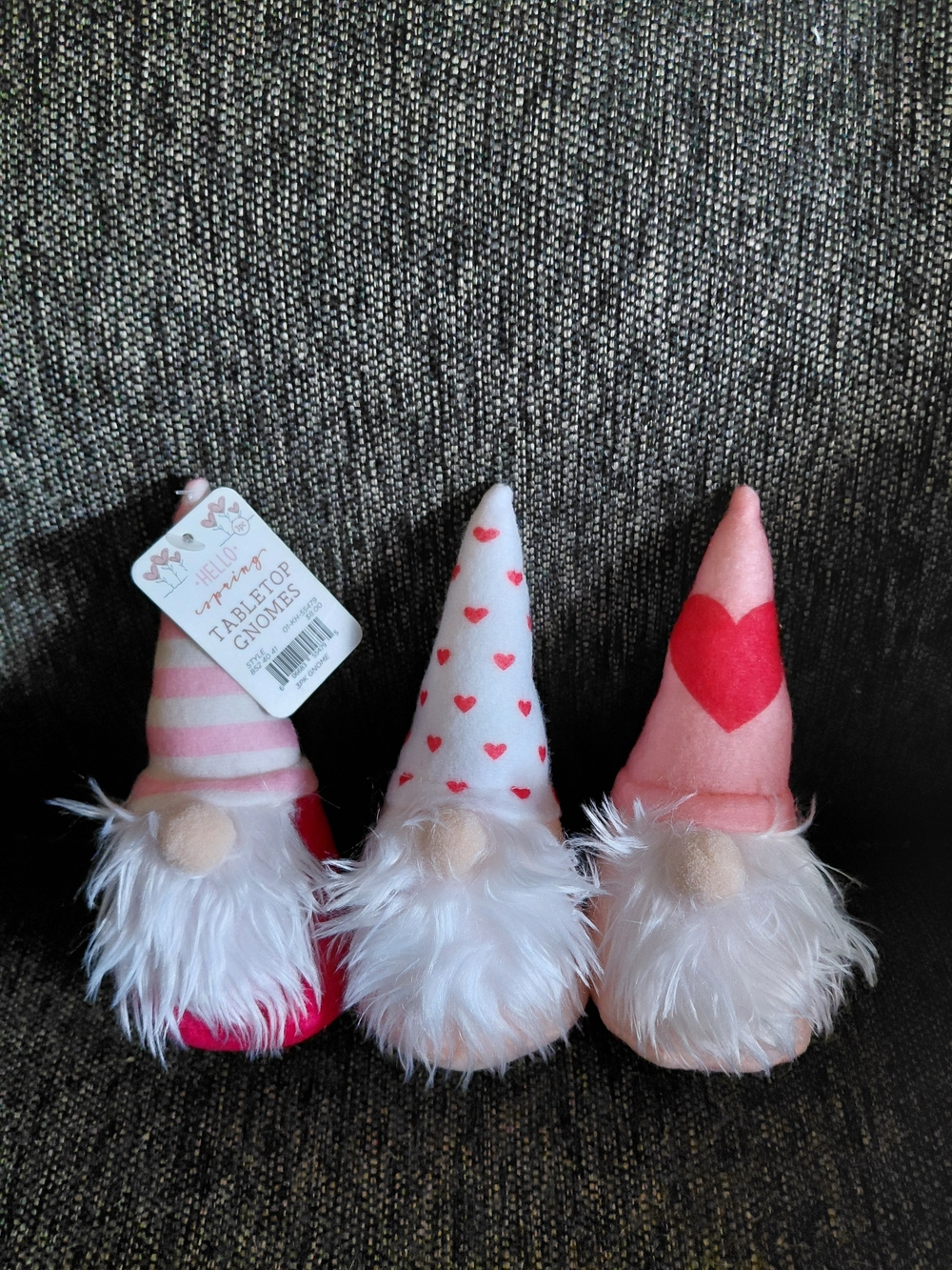 Valentine Pink Heart Tabletop Gnome Holiday Plush Trio - Picture 2 of 4